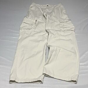 Vintage Bugle Boy Cargo Pants Men's Fits 32x33 Beige Baggy Utility Wide Leg